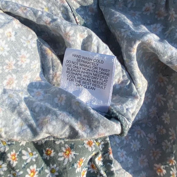 Pink Rose Blue/ Green Floral Dress | SIZE: US L - Picture 8 of 10